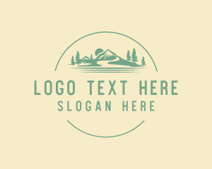 Destination - Mountain Hiking Adventure logo design