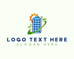 Power - Solar Battery Leaf logo design