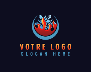 Winter - Snowflake Flame HVAC logo design