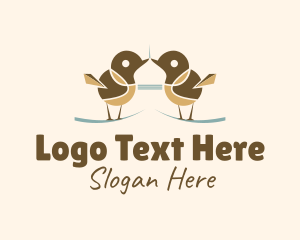 Animal - Twin Sparrow Bird logo design