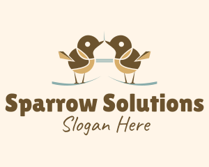 Sparrow - Twin Sparrow Bird logo design