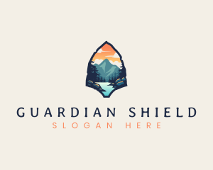 Cloudy Outdoor Mountain logo design