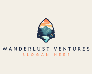 Cloudy Outdoor Mountain logo design