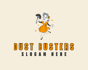 Dusting Brush Maid Cleaning logo design