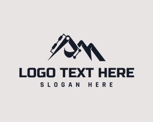 Monochrome - Construction Machinery Mountain logo design