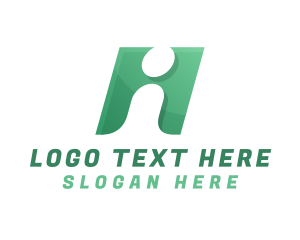 Negative Space - Tech Person Letter HI logo design