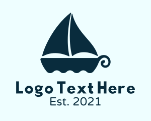 Dark Blue - Simple Viking Boat logo design