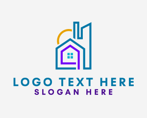 Village - Colorful Building Property logo design