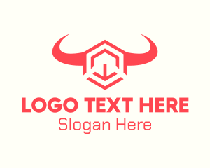 Bull Horns - Geometric Bull Hexagon logo design
