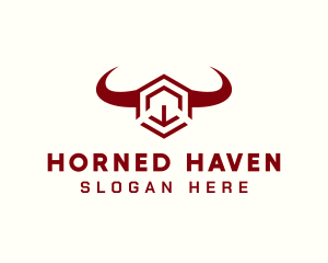 Geometric Bull Hexagon logo design