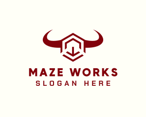 Geometric Bull Hexagon logo design