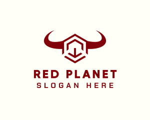 Geometric Bull Hexagon logo design