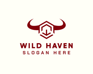 Geometric Bull Hexagon logo design