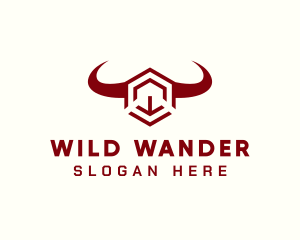 Geometric Bull Hexagon logo design