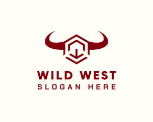 Geometric Bull Hexagon logo design