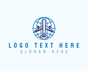 Airplane Globe Travel Logo