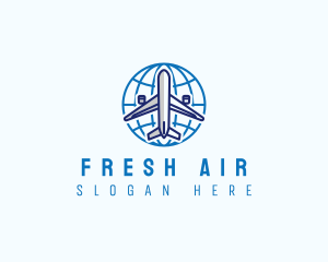 Airplane Globe Travel logo design