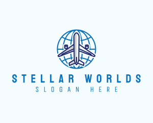 Airplane Globe Travel logo design