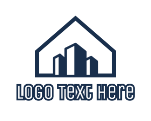 Land - Blue House Buildings logo design