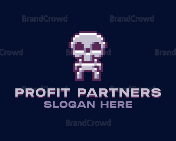 Pixel Cyber Skeleton Logo