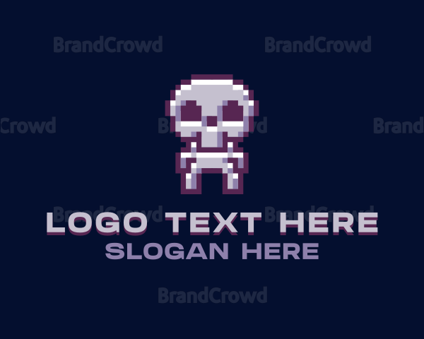 Pixel Cyber Skeleton Logo