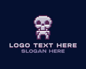 Skull - Pixel Cyber Skeleton logo design