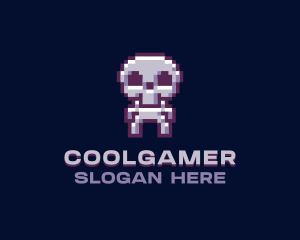 Pixel Cyber Skeleton  Logo