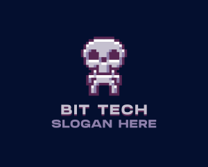 Pixel Cyber Skeleton  logo design