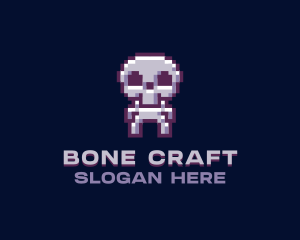 Skeleton - Pixel Cyber Skeleton logo design