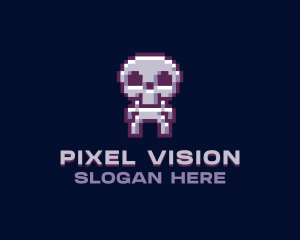 Pixel Cyber Skeleton  logo design