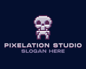 Pixel Cyber Skeleton  logo design