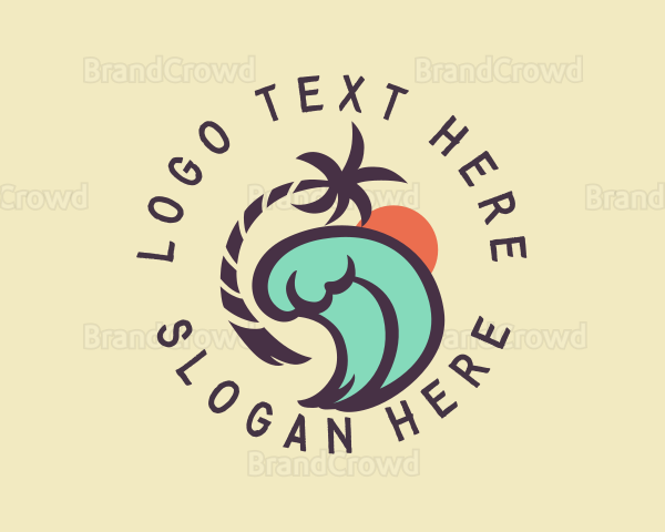 Beach Wave Tree Logo