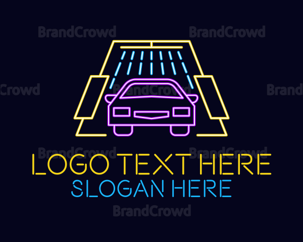 Neon Light Car Wash Logo
