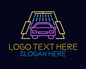 Cleaner - Neon Light Car Wash logo design