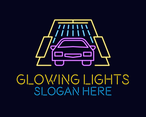 Neon Light Car Wash logo design