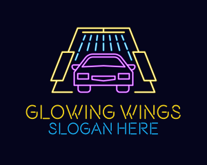 Neon Light Car Wash logo design