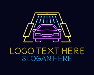 Car Wash - Neon Light Car Wash logo design