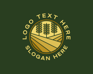 Tree - Wheat Farm Emblem logo design