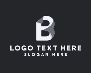 Black And White - Folded Document Letter B logo design