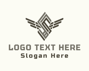 Airplane - Modern Letter S Wing logo design
