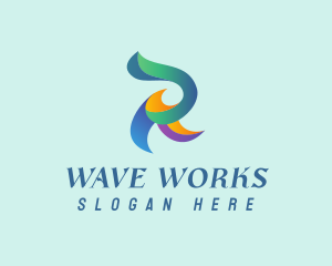 Wavy - Colorful Company Letter R logo design