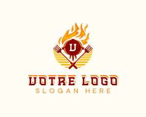 Frying - Fire Grill Barbecue logo design