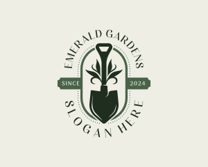 Shovel Gardening Leaves logo design