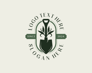 Emblem - Shovel Gardening Leaves logo design