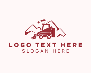 Backhoe Loader - Mountain Bulldozer Construction logo design