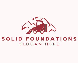 Mountain Bulldozer Construction Logo