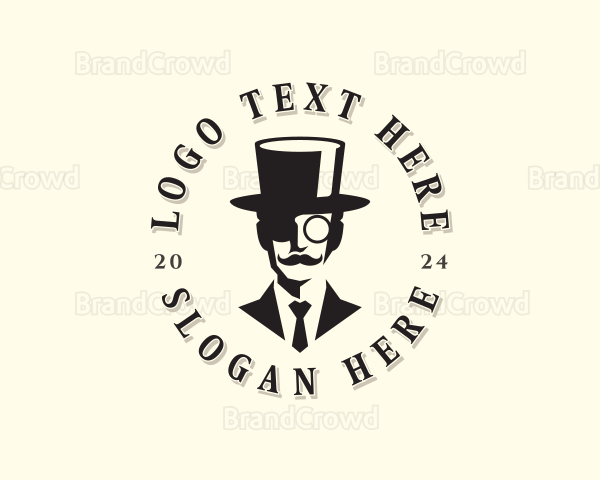 Gentleman Monocle Hat Logo