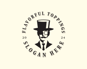 Gentleman Monocle Hat logo design