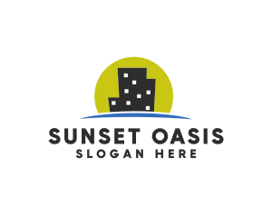City Building Sunset logo design