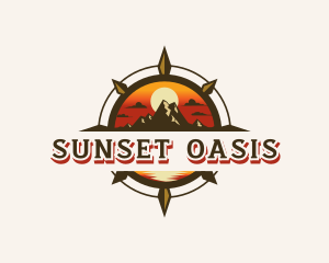 Sunset Compass Mountain logo design